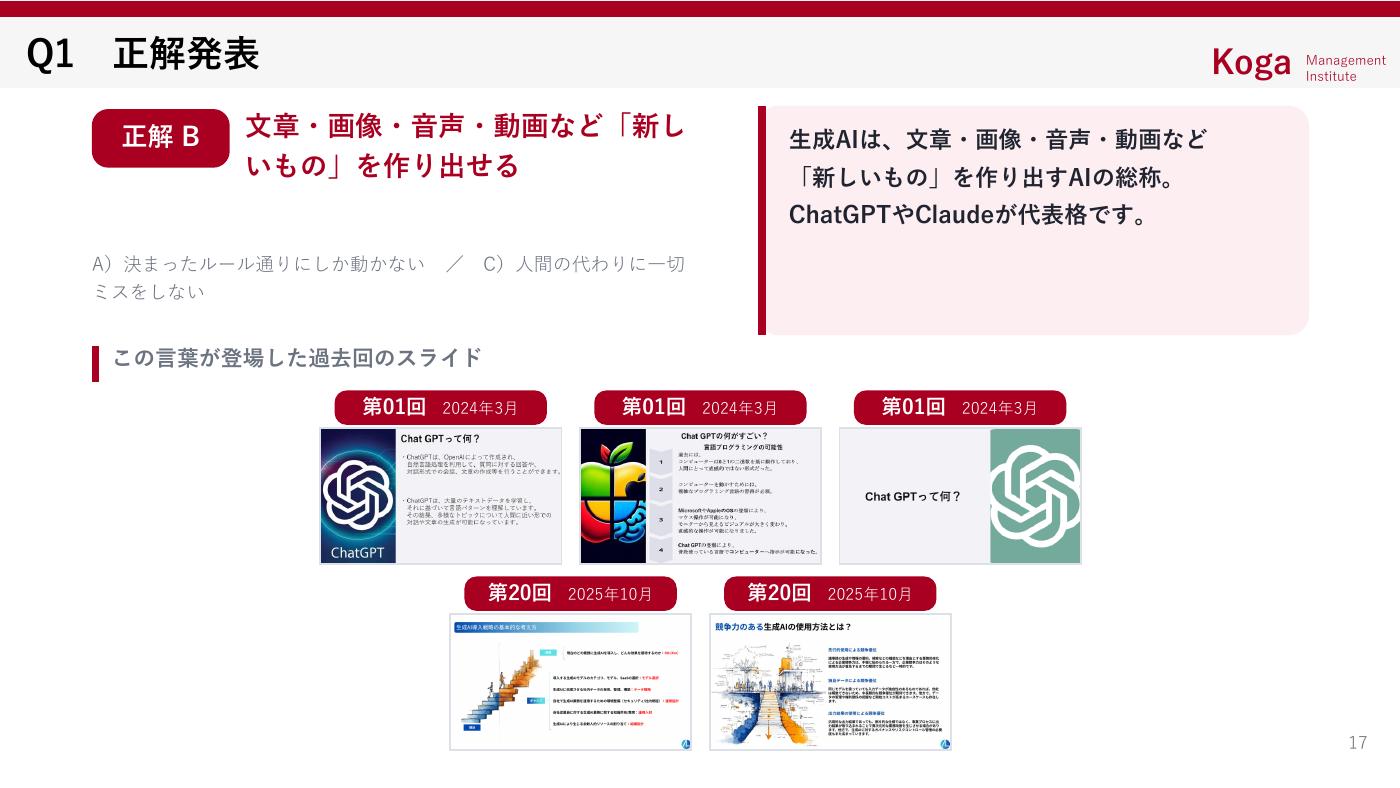 第30回AIオープンラボ Q1正解発表 生成AIとは